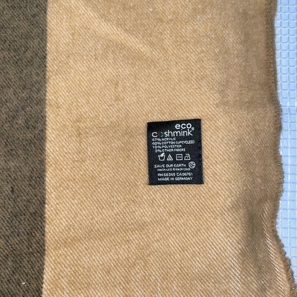 Eco Cashmink Tan and Brown Scarf - Picture 3 of 3